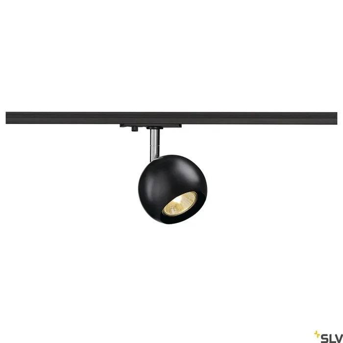 LIGHT EYE® 90, Spot für Hochvolt-Stromschiene 1Phasen, QPAR51, schwarz/chrom, max. 50 W, inkl. 1Phasen-Adapter schwarz