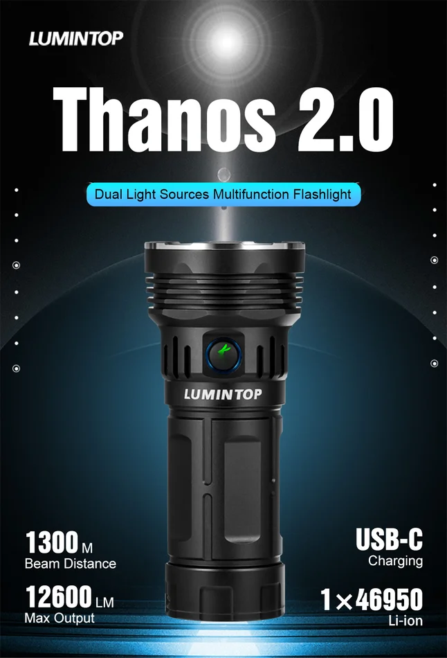 Lumintop Thanos 2.0 LED LEP Combo Suchlampe 12.600 Lumen 1300 m 46950 Akku