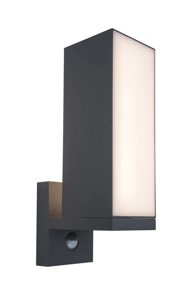 Lutec 5193811118 LED-Außenwandleuchte mit Bewegungsmelder Cuba 1x14W | 1000lm | 3000 K | IP54 – drehbarer Kopf, grau