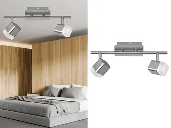 meineWunschleuchte 2er SET LED Deckenstrahler 2-flammig Silber matt, Breite 34cm