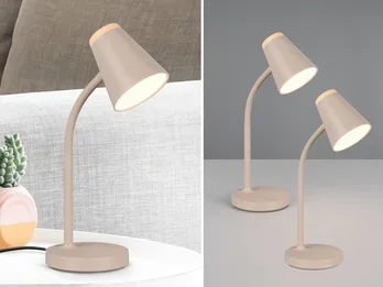 meineWunschleuchte 2er SET LED Schreibtischlampen Beige flexibel biegsam, Höhe 36cm