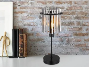 meineWunschleuchte Ausgefallene LED Tischleuchte mit Rauchglas Stäben, Höhe 37,5cm