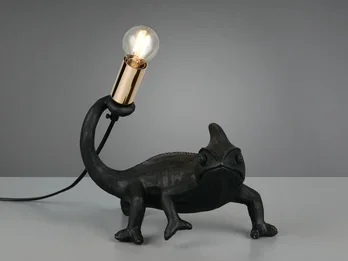 meineWunschleuchte Ausgefallene LED Tischleuchte Tierlampe Chamäleon Schwarz, Höhe 22cm