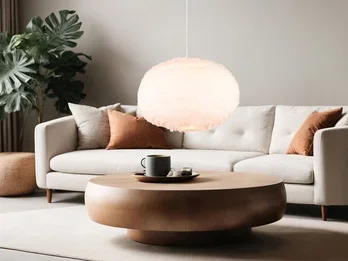 meineWunschleuchte Große LED Pendelleuchte mit Kugel Lampenschirm aus Plüsch, Ø 50cm