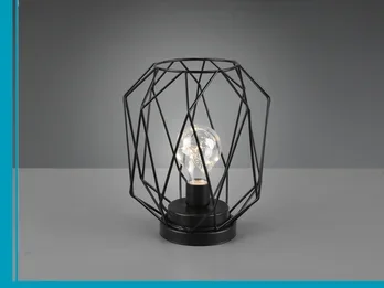 meineWunschleuchte Industrial LED Tischleuchte NARDA Gitter Schwarz, Batteriebetrieb, Höhe 21cm