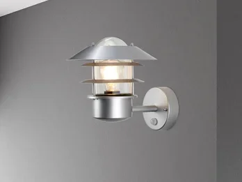 meineWunschleuchte LED Außenwand Laterne mit Bewegungsmelder, Silber Höhe 24cm