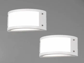 meineWunschleuchte LED Außenwandleuchten 2er Set halbrund in Weiß matt, Breite 24,8 cm