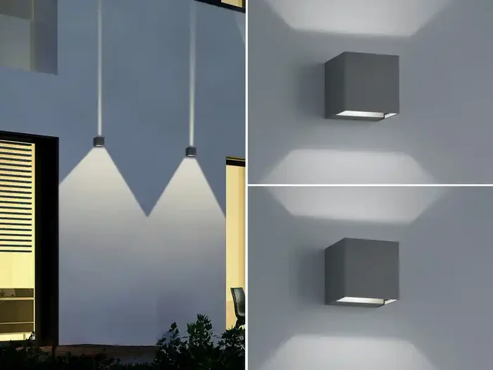 meineWunschleuchte LED Außenwandleuchten 2er SET Up and Down Light Würfel Anthrazit Hausbeleuchtung Top-Preis