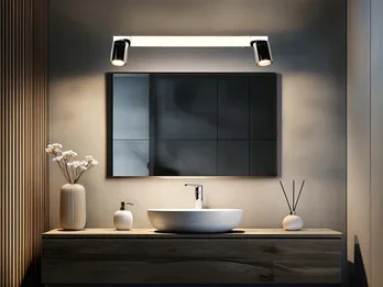 meineWunschleuchte LED Bad Spiegelleuchte mit 2 Strahlern & Schalter, Chrom Breite 60cm