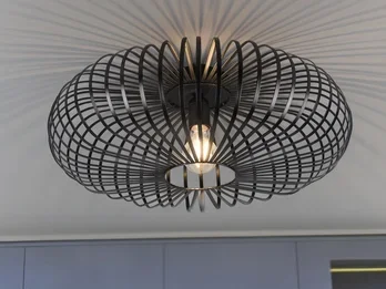 meineWunschleuchte LED Deckenleuchte Gitter Lampenschirm Metall in Schwarz, Ø 50cm
