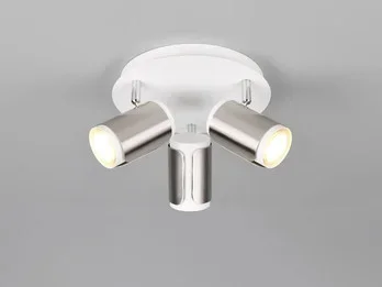 meineWunschleuchte LED Deckenstrahler 3-flammig Metall Weiß / Silber, rund Ø 30cm