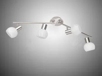 meineWunschleuchte LED Deckenstrahler 4-flammig Silber Chrom & Glas Alabaster, Breite 69cm