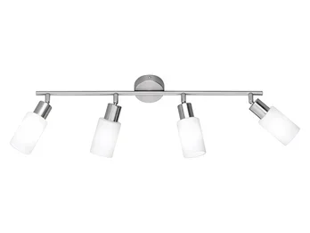 meineWunschleuchte LED Deckenstrahler 4-flammig Silber Opal Glasschirme Weiß, Breite 82cm
