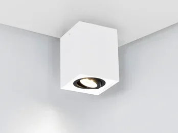 meineWunschleuchte LED Deckenstrahler eckig Weiß-Schwarz, Breite 9,6cm