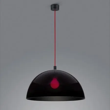 Mengenrabatt Helestra DORO Hängeleuchte in Schwarz mit roter Zuleitung aus Aluminium und Acrylglass