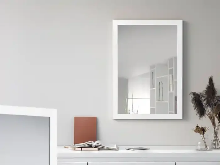 MIRRORS AND MORE Wandspiegel KIM rechteckig mit Rahmen in Weiß 48x68cm Im Trend