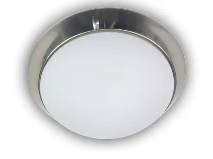 Niermann LED-Deckenleuchte rund, Opalglas matt, Dekorring Nickel matt, Ø 40cm Schneller Versand