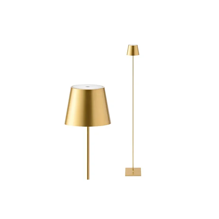 Nuindie LED Akku Stehleuchte Außenstehleuchte IP54 120 cm Höhe goldfarben