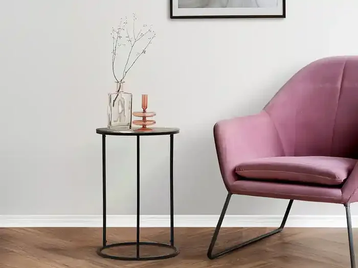 Nur Heute MIRRORS AND MORE Beistelltisch PATTY rund Metall in Schwarz Silber, Höhe 61cm