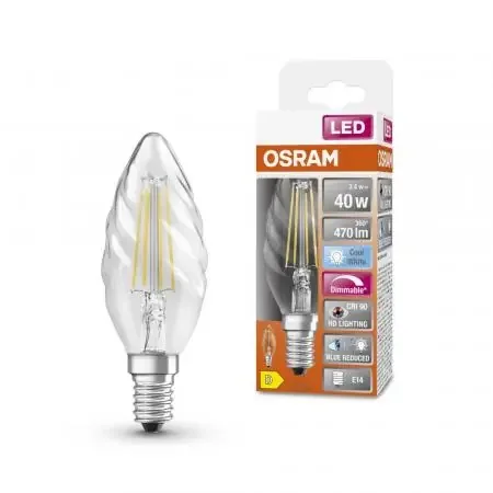 Nur noch angezeigter Bestand verfügbarOSRAM E14 gedrehte Kerzen LED Lampe SUPERSTAR PLUS HD LIGHTING klar dimmbar 3,4W wie 40W neutralweißes Licht & hohe Farbwiedergabe Finale Aktion