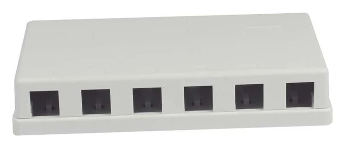 Patch Panel 6xTP, CAT6A, incl.Keystone Slim-line 20mm, Aufputz ABS, Weiss