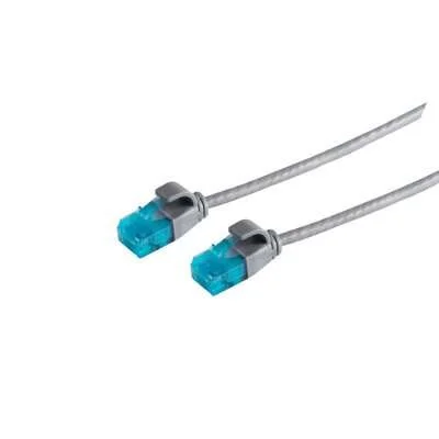 Patchkabel RJ45 UTP(U/UTP). 2m grau, CAT6, PVC, slimline d=3.5mm,