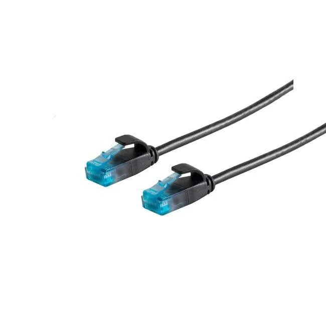 Patchkabel RJ45 UTP(U/UTP). 7m schwarz CAT6, PVC, slimline d=3.5mm,