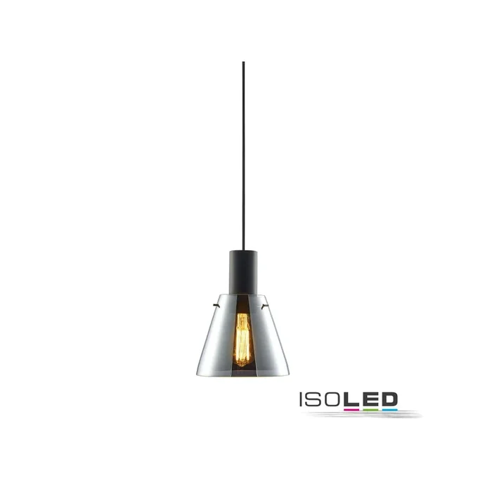 Pendelleuchte, black concave Glas, E27, 20cm, 50-300cm, exkl. Leuchtmittel, exkl. Baldachin