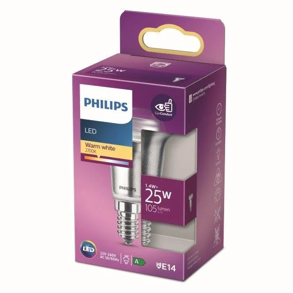 Philips 8718699773779 LED Lampe 1×1,4W | E14 | 105L | 2700K – warmweiß, Eyecomfort