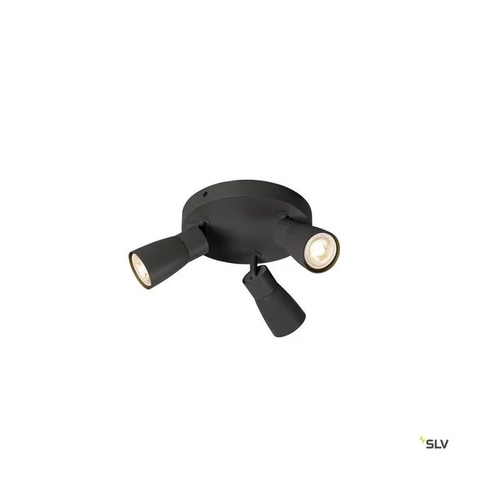 PURI 2.0 Dome, Wand- und Deckenaufbauleuchte, rund, 3 x max. 6 W GU10, schwarz
