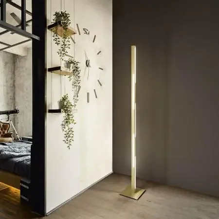 Rabatt Ling LED-Stehleuchte im Vierkantrohrdesign dimmbar in Messing 165cm von Fabas Luce