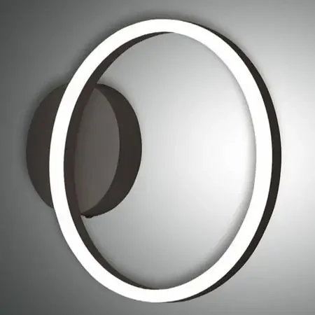 Rinförmige Giotto LED Wandleuchte in Schwarz Fabas Luce ø30cm Expressversand