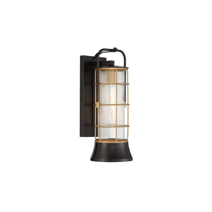 Rivamar 1-flammige Outdoor Wandleuchte Medium schwarz/gold gebürstet