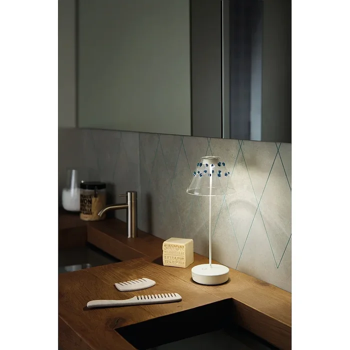 Schirm DOTS 25 f�r LED Akku-Tischleuchte SWAP, � 13 cm, blau