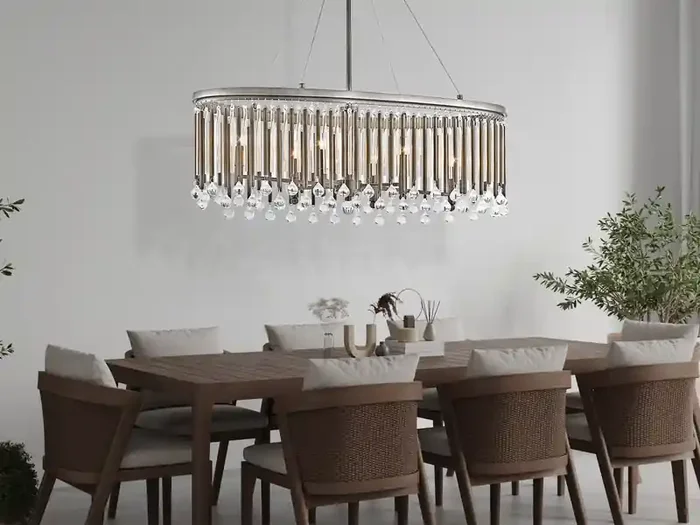 Schnäppchen meineWunschleuchte LED Großer Kronleuchter 6-flammig mit filigranem Kristall Glas Chrom, 92cm Breit