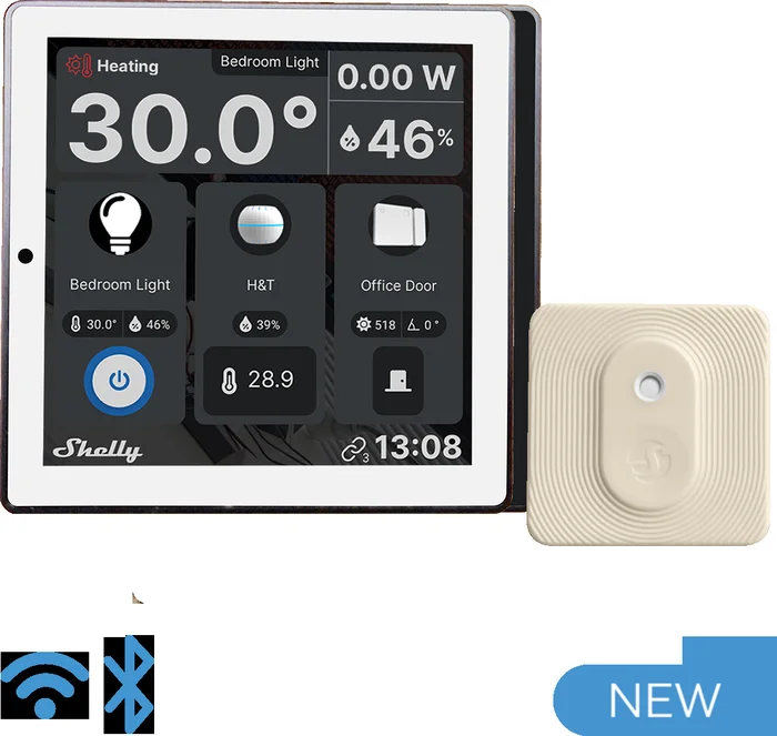 Shelly · Unterputz · „Shelly Wall Display White + BLU H&T Ivory“ · Android · WLAN · weiß