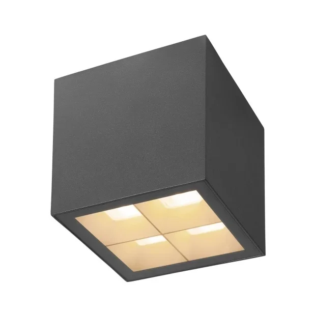 SLV LED Aufbauleuchte außen S-Cube 15W 9.5 cm x 9.5 cm anthrazit – warmweiß