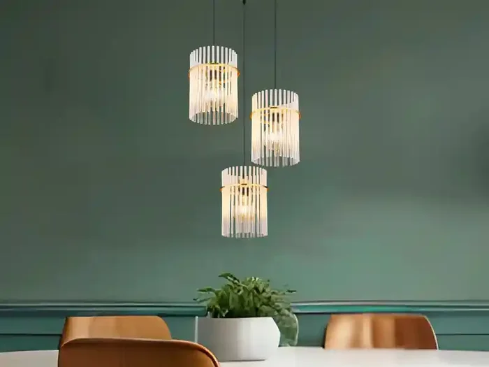 Sofort Bestellen meineWunschleuchte LED Cluster Pendelleuchte 3-flammig transparenten Echtglas Stäben, Ø 47cm