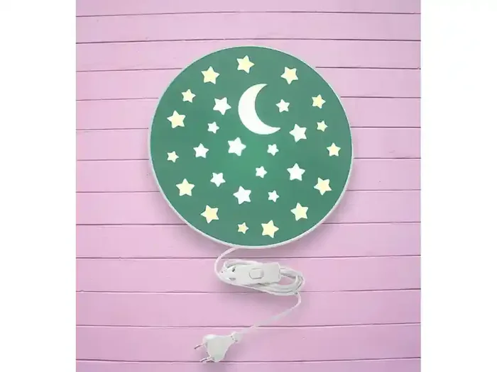 Sofort Bestellen meineWunschleuchte LED Kinderzimmer Wandleuchte mit Stecker und Schalter, Grün Ø 25cm