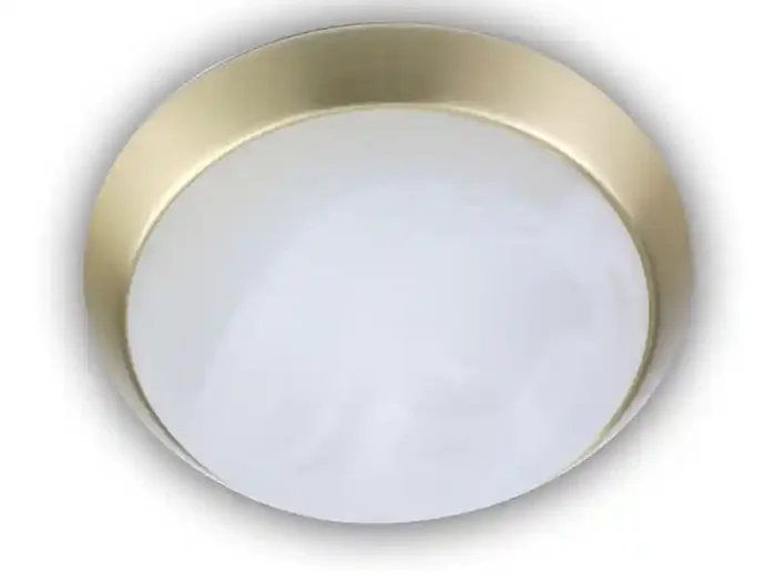 Sonderaktion Niermann Deckenleuchte rund, Glas Alabaster, Dekorring Messing matt, Ø 30cm