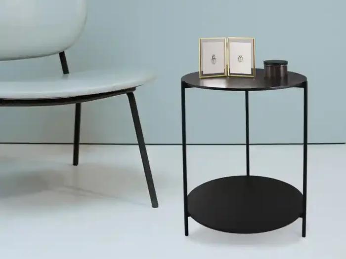 Sonderangebot MIRRORS AND MORE Beistelltisch PINA rund Metallgestell und Tischplatten in Schwarz Höhe 60cm