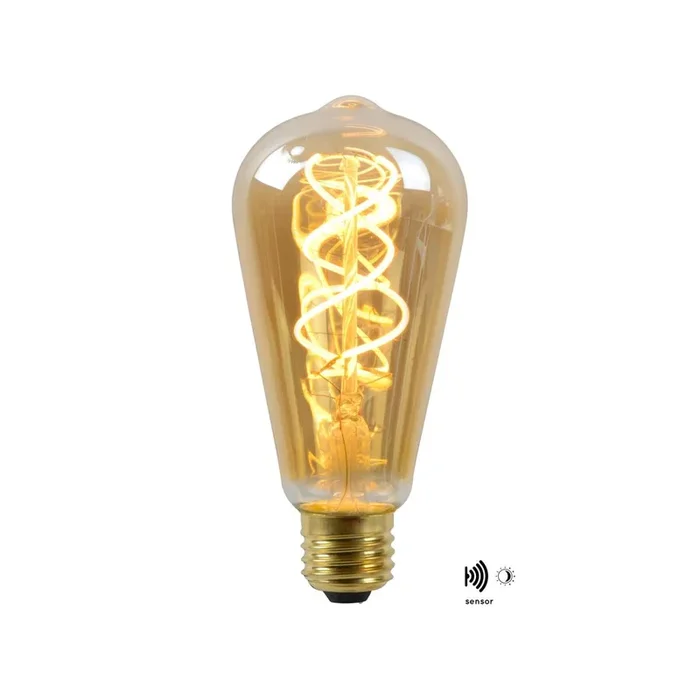 ST64 TWILIGHT SENSOR Glühfadenlampe Ø 6,4 cm LED E27 1x4W 2200K Tag/Nacht Sensor Amber