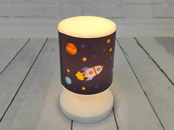 Super-Preis Niermann LED Akku Tischleuchte mit Weltall Motiven per USB aufladbar, Höhe 20cm