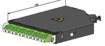 Telegärtner Baugruppenträger, HD3, zbh. FanOut-Modul 0,5HE 6xLC D MM Lime green OM5 -> 1xMPO/APC male,