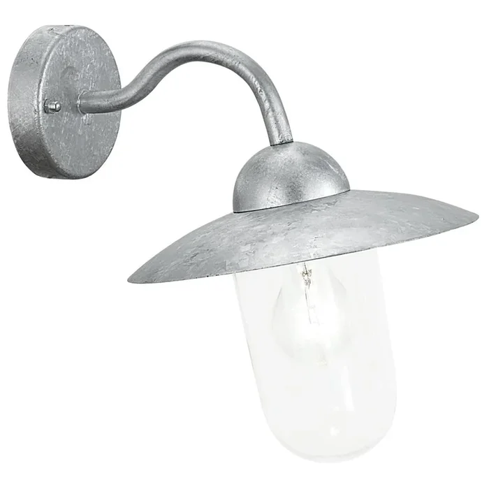 Tijdloze wandlamp Milton Galvaniseerd met glazen paraplu E27