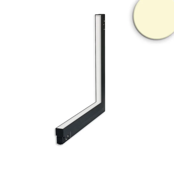 TRACK48 – Eckleuchte vertikal schwarz, 20W, 120°, 48V, 3000K, CRI90, prismatisch, Line+, DALI dimmbar