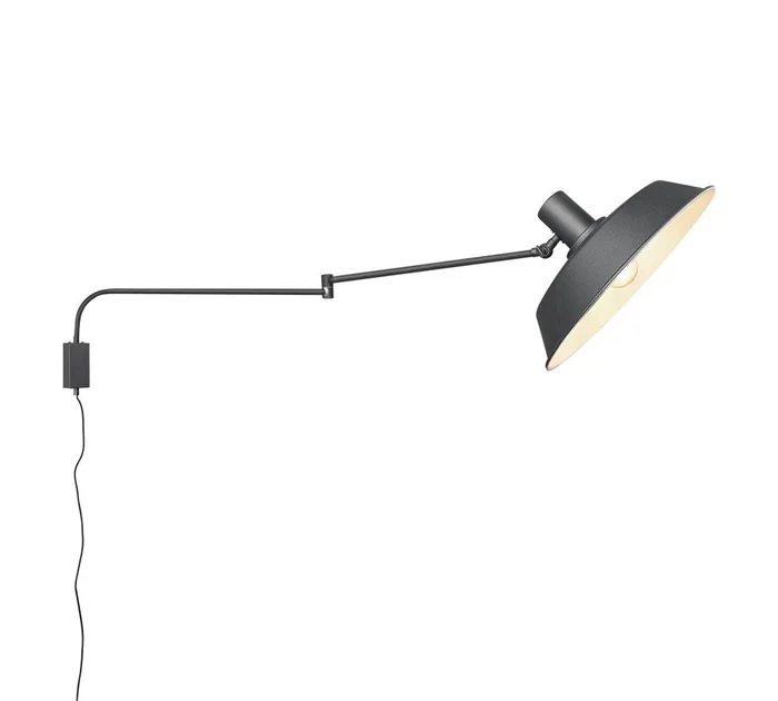 Trio 200300132 Wandleuchte Bolder 1X40W | E27 – Kabelschalter, einstellbare Schulter, schwarz