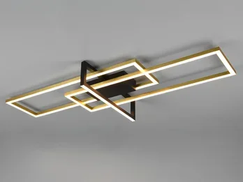 Trio Leuchten Große LED Deckenleuchte SALINAS mit Switch Dimmer Messing / Schwarz, B: 100cm