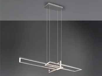 Trio Leuchten Große LED Pendelleuchte SALINAS lang mit Switch Dimmer Silber, Breite 110cm