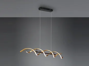 Trio Leuchten LED Pendelleuchte SEQUENCE dimmbar Lichtfarbe einstellbar Messing, Breite 104cm